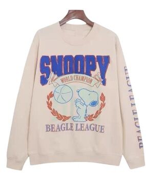Peanuts Snoopy Beagle League Cream Crewneck Sweatshirt